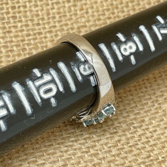 Blue Zircon & White Topaz Flower Ring Sterling Silver Sz 9   7.01ct - Picture 9 of 10